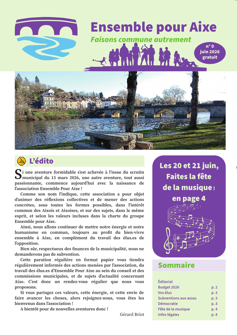 Couverture du journal n° 0